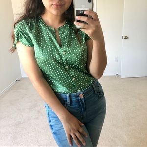Green Satin Blouse